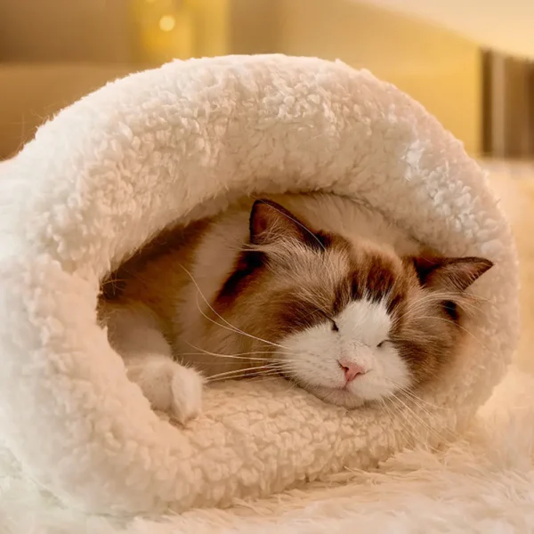 Plush Cat Tunnel Nest – Funny Warm Cave Bed for Indoor Kittens and Puppies - Image 4