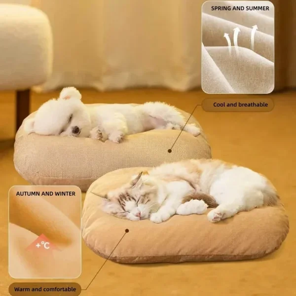 Foldable Deep Sleep Cat Bed – Washable Striped Plush Bed for Dogs and Cats - Image 5