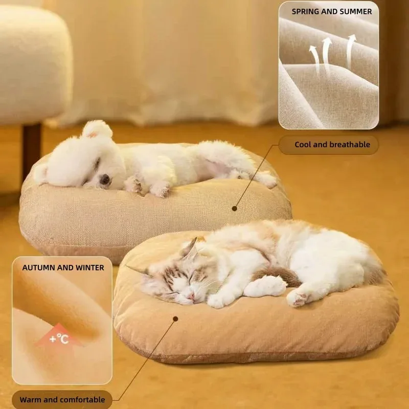 Foldable Deep Sleep Cat Bed – Washable Striped Plush Bed for Dogs and Cats - Image 5