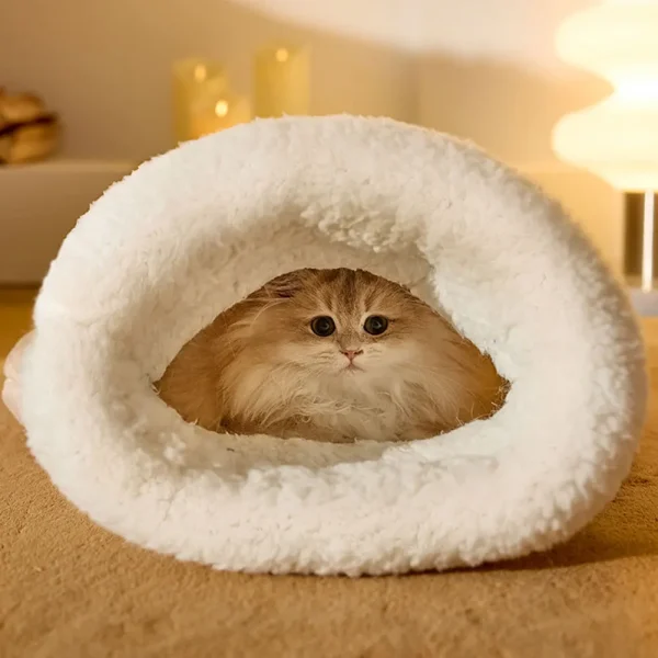 Cat Sleeping Bag and Tunnel Bed – Soft Plush Cave for Indoor Cats and Small Dogs - Image 2