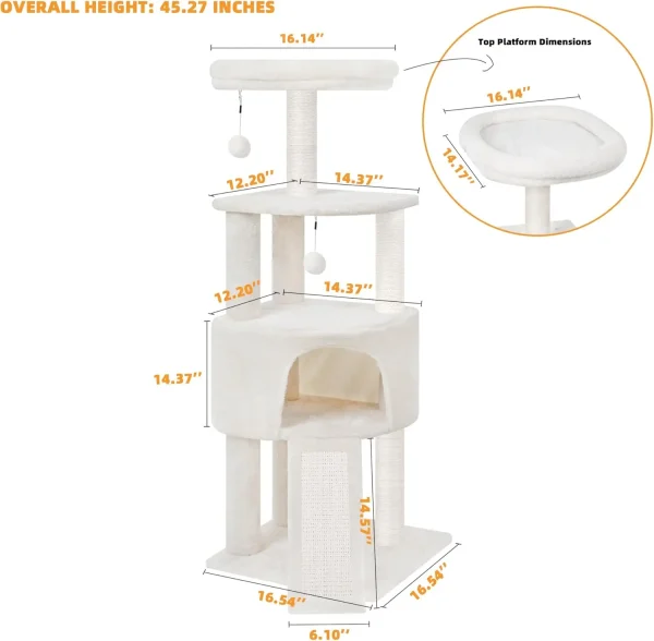 Cat Tower with Condo and Hammock – Multi-Level Cat Furniture Activity Center - Image 2