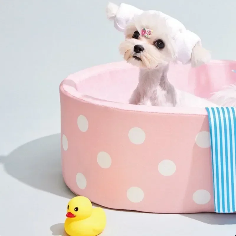 Korean Style Hot Spring Cat Bed – Detachable Dog Bathtub Nest for Small Pets - Image 5