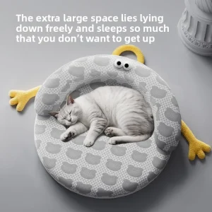 Summer Cooling Cat Bed – Ice Silk Removable Pet Nest for Dogs and Cats