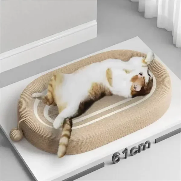 Oversized Oval Cat Nest – Sisal Rope Scratch Board and Cozy Cat Bed - Image 2