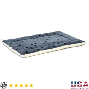 Reversible Giant Dog Bed – Plush Paw Print Soft Crate Pad for Large Breeds