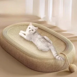 Large Oval Cat Scratch Board – Durable Sisal Fabric Cat Bed Basin