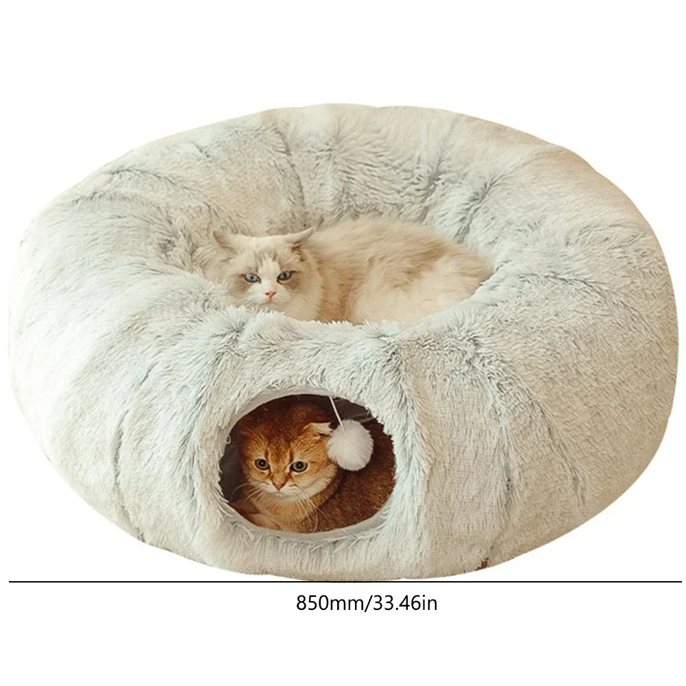 2-in-1 Cat Tunnel and Bed – Long Plush Foldable Cat Toy Tunnel for Small Dogs and Kittens - Image 5