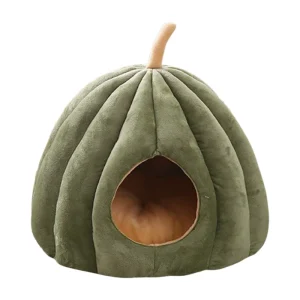 Pumpkin Shaped Cat Bed – Warm Winter Closed Pet Sleeping House for Cats and Kittens
