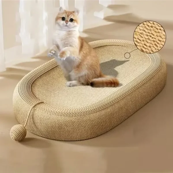Large Oval Cat Scratch Board – Durable Sisal Fabric Cat Bed Basin - Image 3