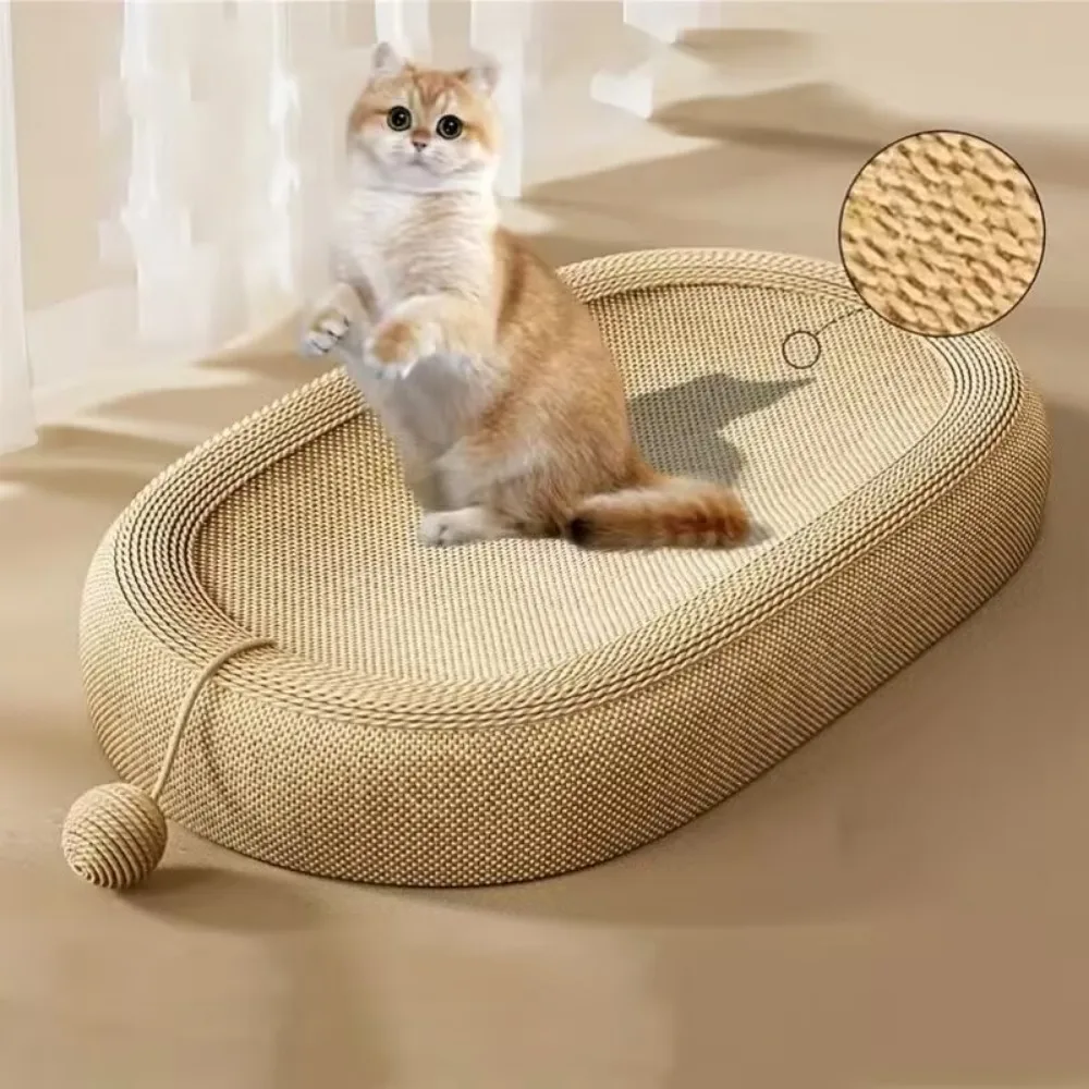 Large Oval Cat Scratch Board – Durable Sisal Fabric Cat Bed Basin - Image 3