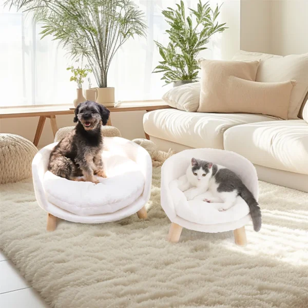 Small Pet Sofa Bed – Raised Cat Chair and Dog Couch with Removable Cushion - Image 3