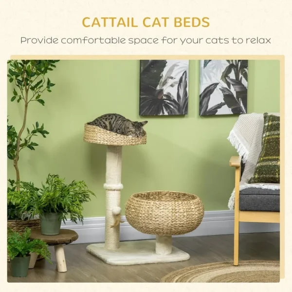 28-Inch Elevated Cat Tree with Scratching Post – Basket Design Small Cat Tower with Toy Ball - Image 3
